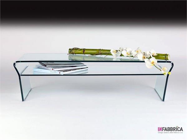 Coffee table in curved glass Niagara ripiano