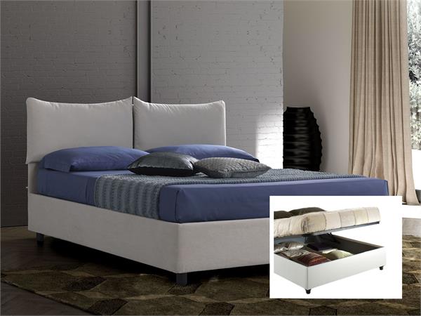 Upholstered double bed with container Carolina