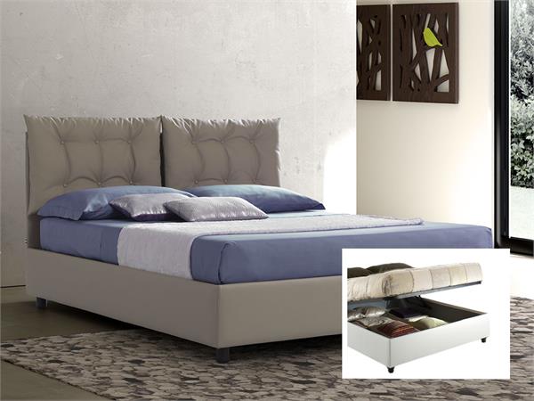 Upholstered double bed with container Lucrezia