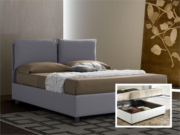 Upholstered double bed with container Margherita