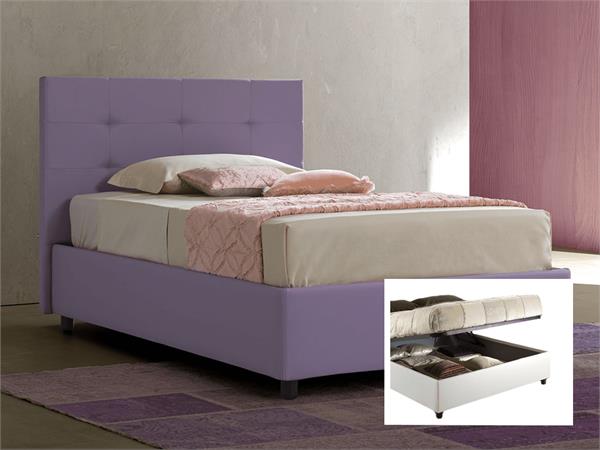 Letto imbottito matrimoniale con contenitore Isabella