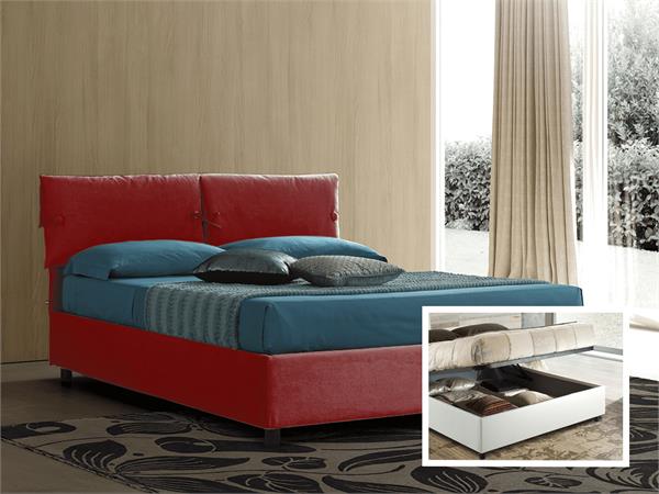 Upholstered double bed with container Sissi