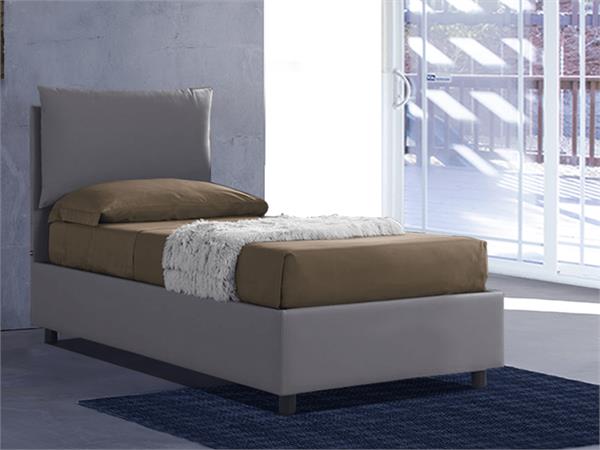 Upholstered single bed with fixed base Margherita