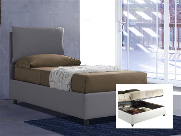 Upholstered single bed with container Margherita