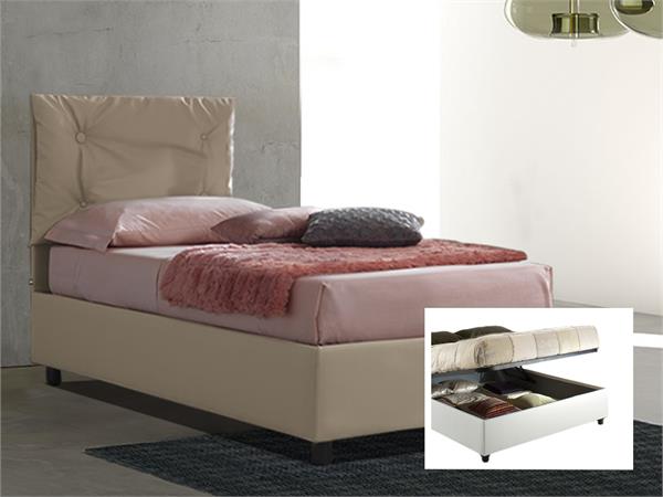 Upholstered single bed with container Vittoria