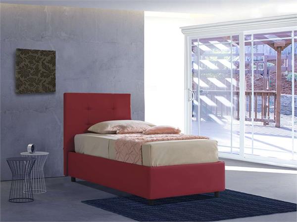 Upholstered single bed with fixed base Isabella