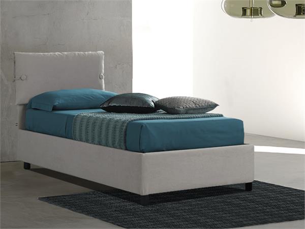 Upholstered single bed with fixed base Sissi