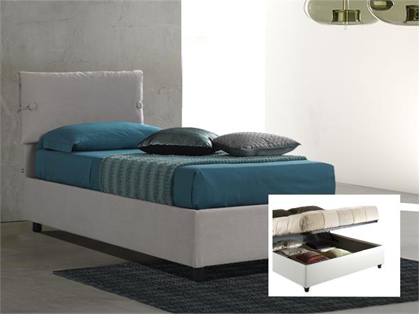 Upholstered single bed with container Sissi