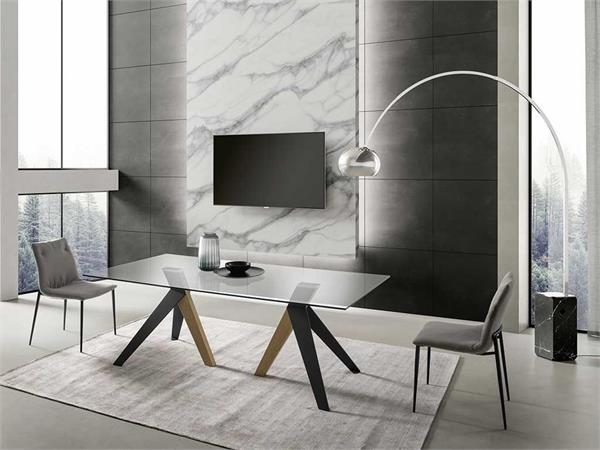 Tavolo in rovere e vetro Fly