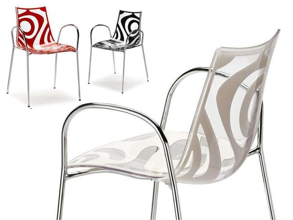 Sedia colorata con braccioli Wave 