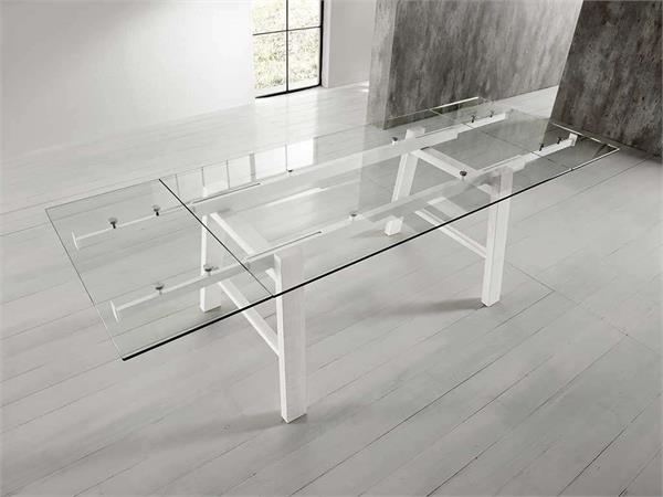 Glass and wood extending table Hornet 