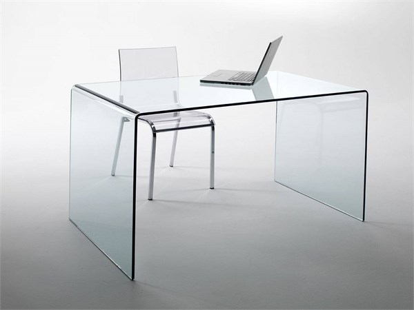 Curved glass desk Scriptorium