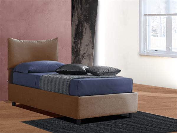 Upholstered single bed with fixed base Carolina