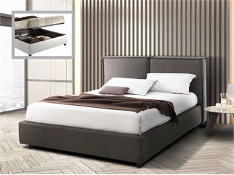 Lit avec tête de lit rembourré et récipient Richard