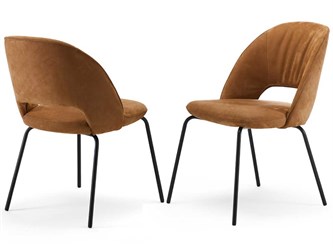 Upholstered armchair in leather and steel Noemi