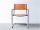 Mart Stamm chair with armrests in chromed metal and leather in Living room