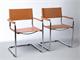 Mart Stamm chair with armrests in chromed metal and leather in Living room