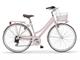 Boulevard Woman with basket Urban-Bike style bicycle in Outdoor