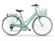 Boulevard Woman with basket Urban-Bike style bicycle in Outdoor