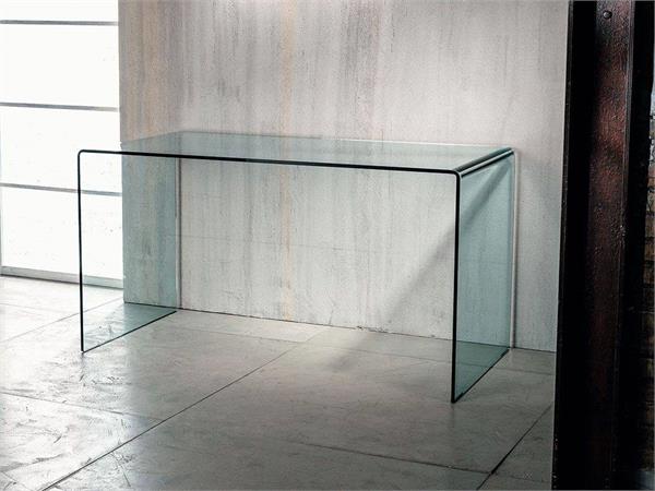 Curved glass desk Scriptorium