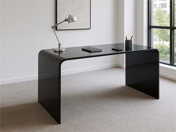 Curved glass desk Scriptorium