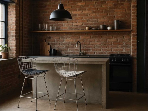 BERTOIA sgabello in metallo cromato