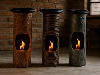 caminetto in ceramica tondo