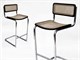 Cesca chromium-plated stool with Vienna straw and wood frame  in Stools