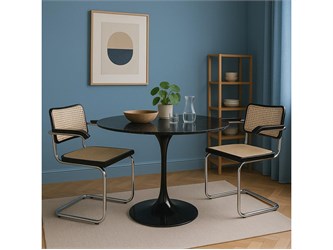 Cesca chair with armrests in chromed metal with wooden frame