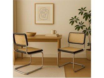 Cesca chair in chromed metal with wooden frame