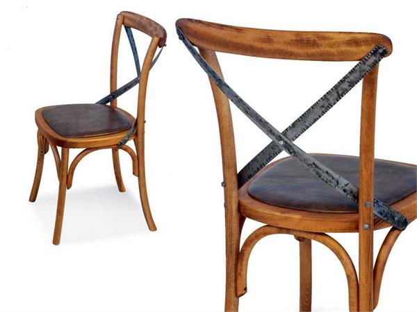 Vintage Stuhl aus Holz und Ecoleder Ciao Iron