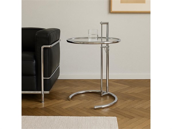 Eileen Gray tavolino in metallo e vetro