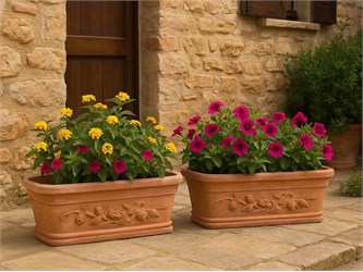 festooned flower pot in terracotta