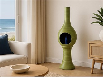 Flute Kaminofen aus Majolika