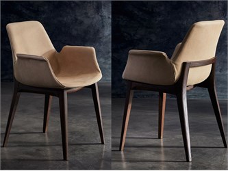 chaise avec accoudoirs en bois et cuir isabel arm