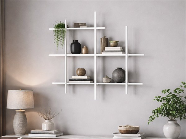 LIBRA 1 LEGNO Bibliothèque avec structure en acier et récipients en bois - 107x15 cm