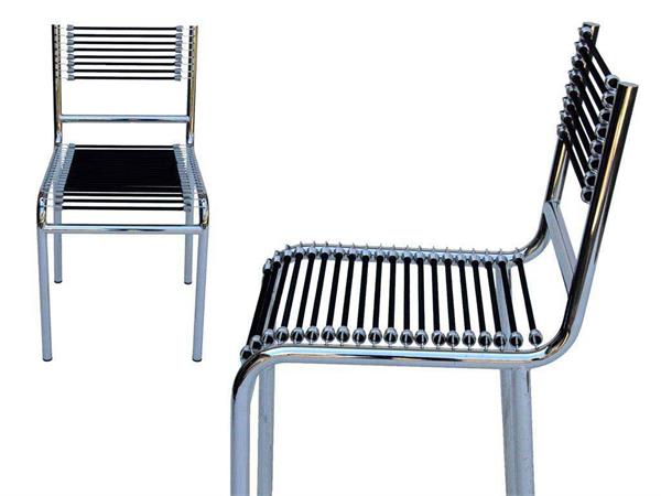 René Herbst 301 Stuhl mit Struktur aus Metall mit elastischen Schnüren