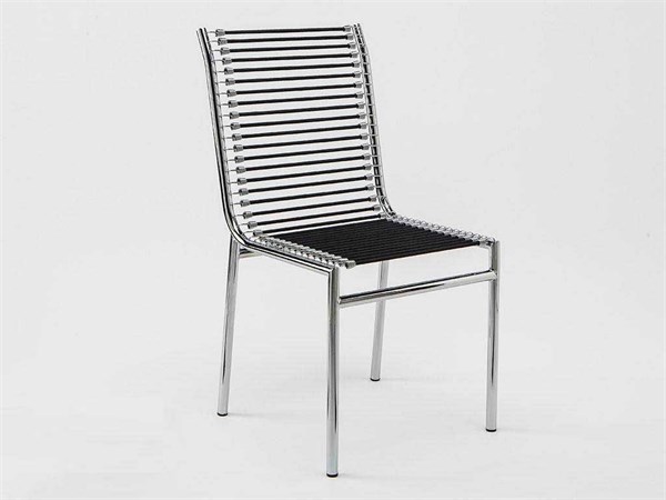 René Herbst chaise 303 avec cadre en métal avec lacets elastiques