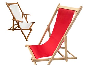 Wooden deck chairs PVC canvas Sole Mare