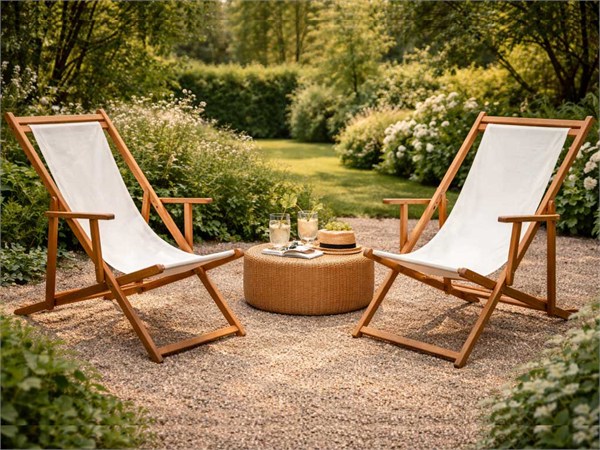 Chaise longue en bois toile déperlante Sole Mare