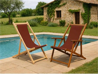 Wooden deck chairs PVC canvas Sole Mare