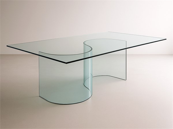 Basis aus gebogenem Glas für Glas Tisch Siddartha