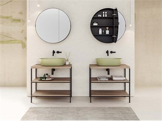 Bathroom storage mirror Round Cabinet
