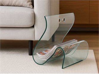 Magazine rack in curved glass Times