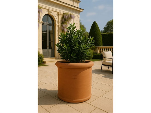 Vaso cilindro trequanda liscio in terracotta