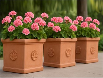 vaso in terracotta a rosone festonato o liscio cubo 010