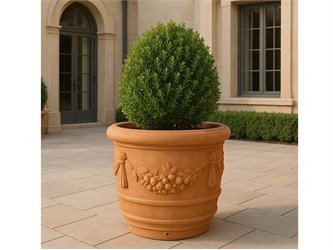 Vase à forme de baril festonné vase en terre cuite