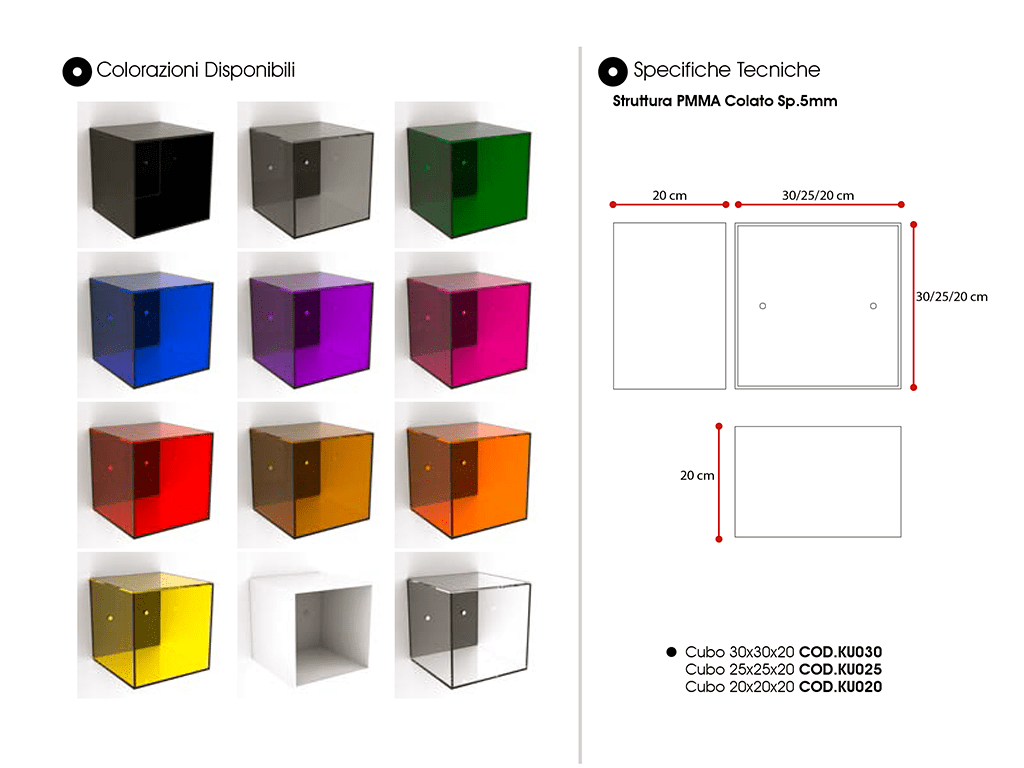 Cubo da parete - cristallo acrilico - Kubi