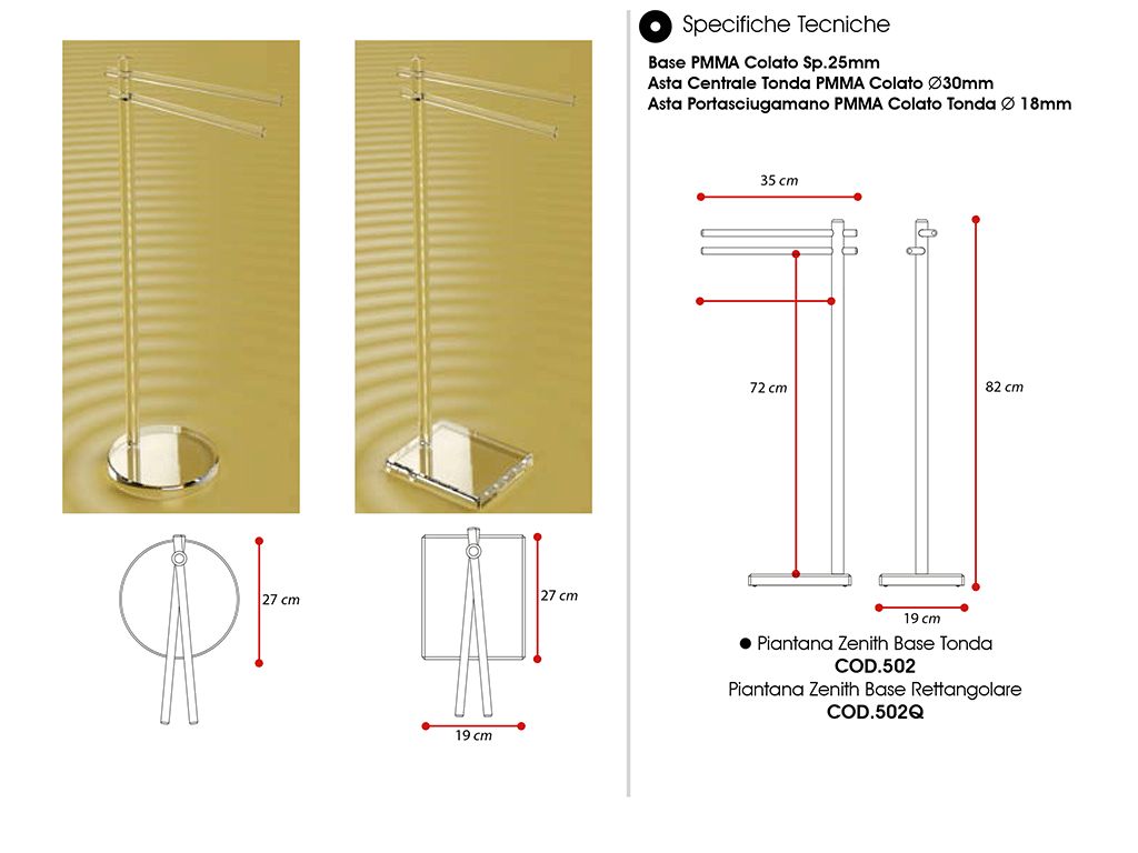 Porta Asciugamani da Terra in Plexiglass di Design Moderno