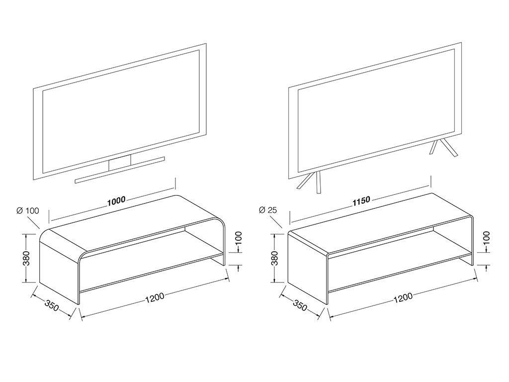 Curved glass tv stand Tango